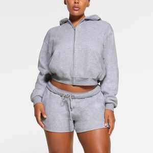 SKIMS Cropped Heather Gray Hoodie